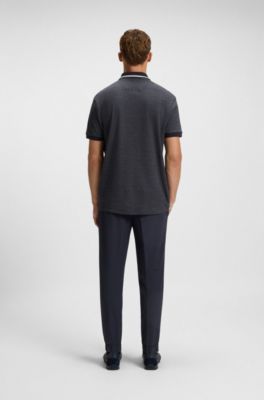 Paddy polo shirt in cotton jacquard, Dark Blue