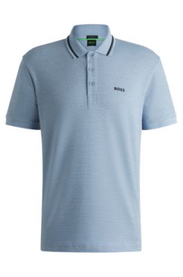 Paddy polo shirt in cotton jacquard, Light Blue