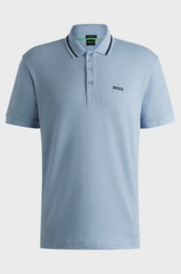 Paddy polo shirt in cotton jacquard, Light Blue