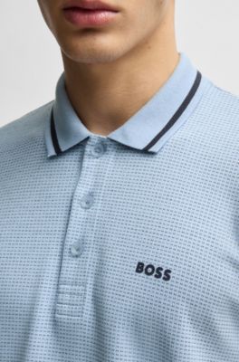 Paddy polo shirt in cotton jacquard, Light Blue