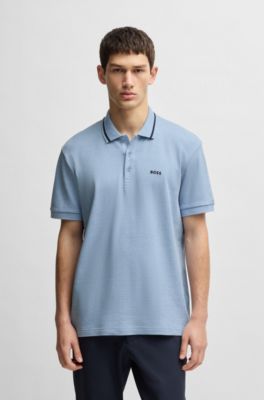 Paddy polo shirt in cotton jacquard, Light Blue