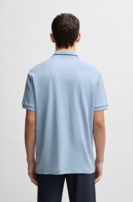 Paddy polo shirt in cotton jacquard, Light Blue