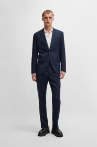 Costume Modern en tissu stretch performant à micro motif, Bleu foncé