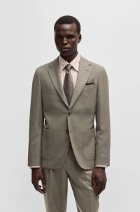 Slim-Fit Sakko aus Woll-Mix mit Performance-Stretch, Khaki