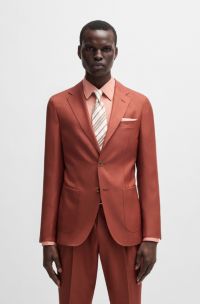 Slim-fit suit jacket in cashmere, wool and silk, Red