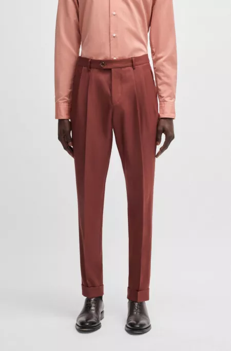 Regular-fit trousers in cashmere, virgin wool and silk