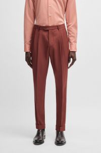 Regular-fit trousers in cashmere, virgin wool and silk, Red