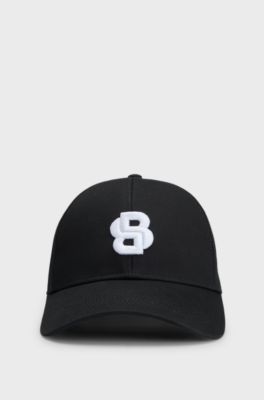 Cotton-twill cap with embroidered Double B monogram, Black