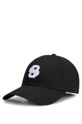 Cotton-twill cap with embroidered Double B monogram, Black