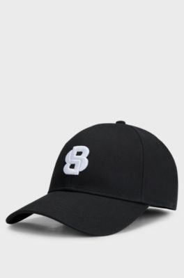 Cotton-twill cap with embroidered Double B monogram, Black