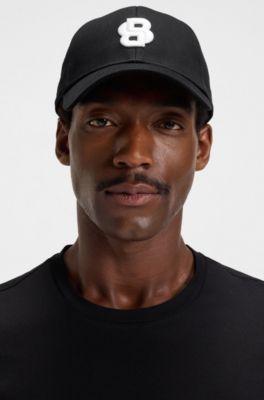 Cotton-twill cap with embroidered Double B monogram, Black