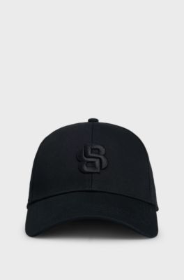 Cappellino in twill di cotone con monogramma Double B ricamato, Nero