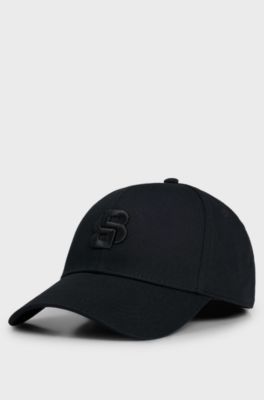 Pet van katoenen twill met gestikt Double B-monogram, Zwart