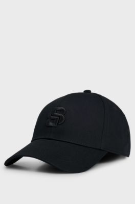 Cotton-twill cap with embroidered Double B monogram, Black