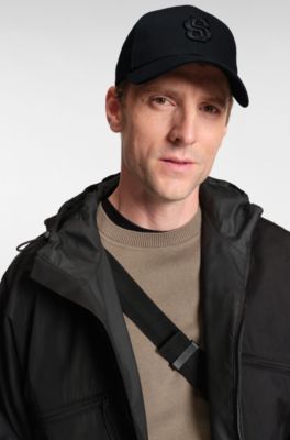 Cotton-twill cap with embroidered Double B monogram, Black