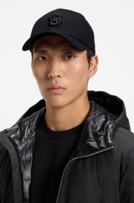 Cotton-twill cap with embroidered Double B monogram, Black
