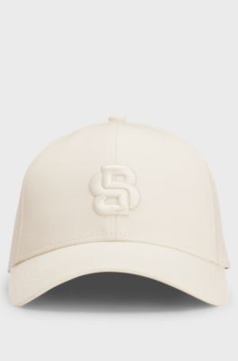 Cappellino in twill di cotone con monogramma Double B ricamato, Beige