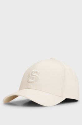Cappellino in twill di cotone con monogramma Double B ricamato, Beige