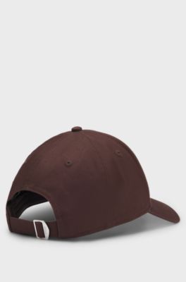 Cappellino in twill di cotone con monogramma Double B ricamato, Marrone scuro