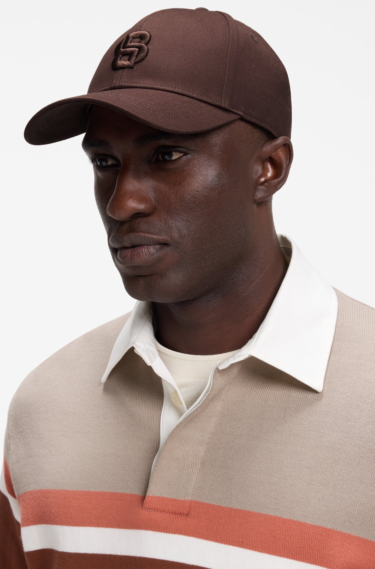 Boss Cotton-twill cap with embroidered Double B monogram kepsar herr – bild 3