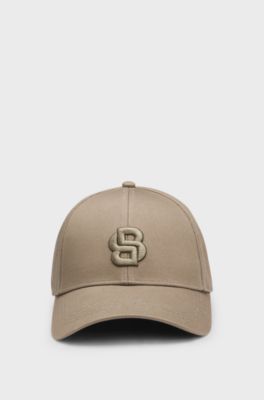 Cotton-twill cap with embroidered Double B monogram, Light Brown