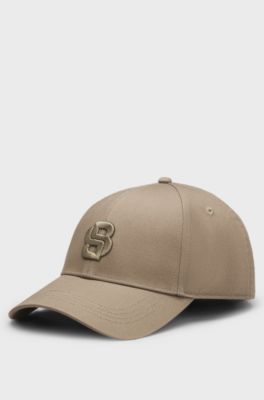 Cotton-twill cap with embroidered Double B monogram, Light Brown