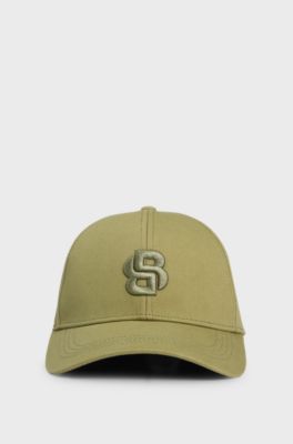 Cotton-twill cap with embroidered Double B monogram, Khaki