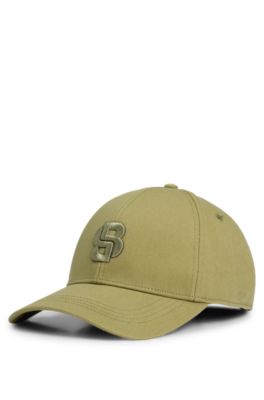 Cotton-twill cap with embroidered Double B monogram, Khaki
