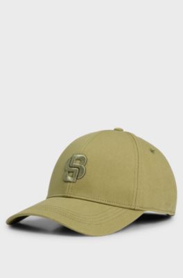 Cotton-twill cap with embroidered Double B monogram, Khaki