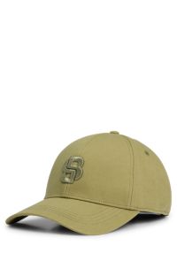 Cotton-twill cap with embroidered Double B monogram, Khaki