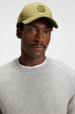 Cotton-twill cap with embroidered Double B monogram, Khaki