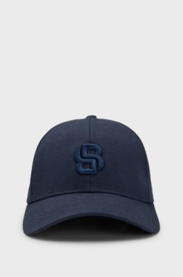 Cotton-twill cap with embroidered Double B monogram, Dark Blue