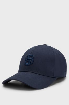 Cotton-twill cap with embroidered Double B monogram, Dark Blue