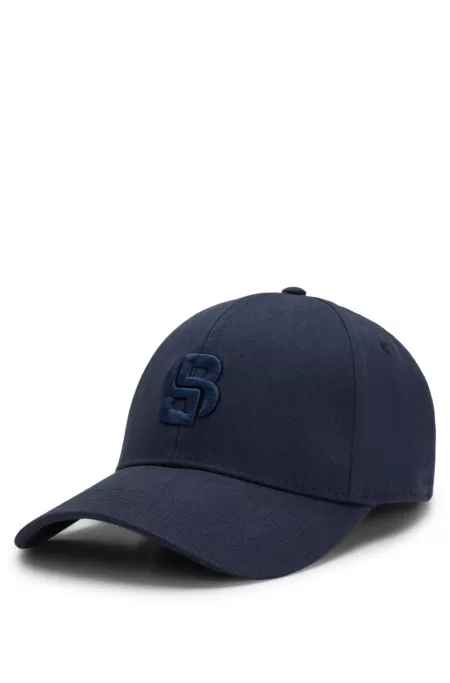 Cotton-twill cap with embroidered Double B monogram