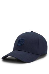 Cotton-twill cap with embroidered Double B monogram, Dark Blue
