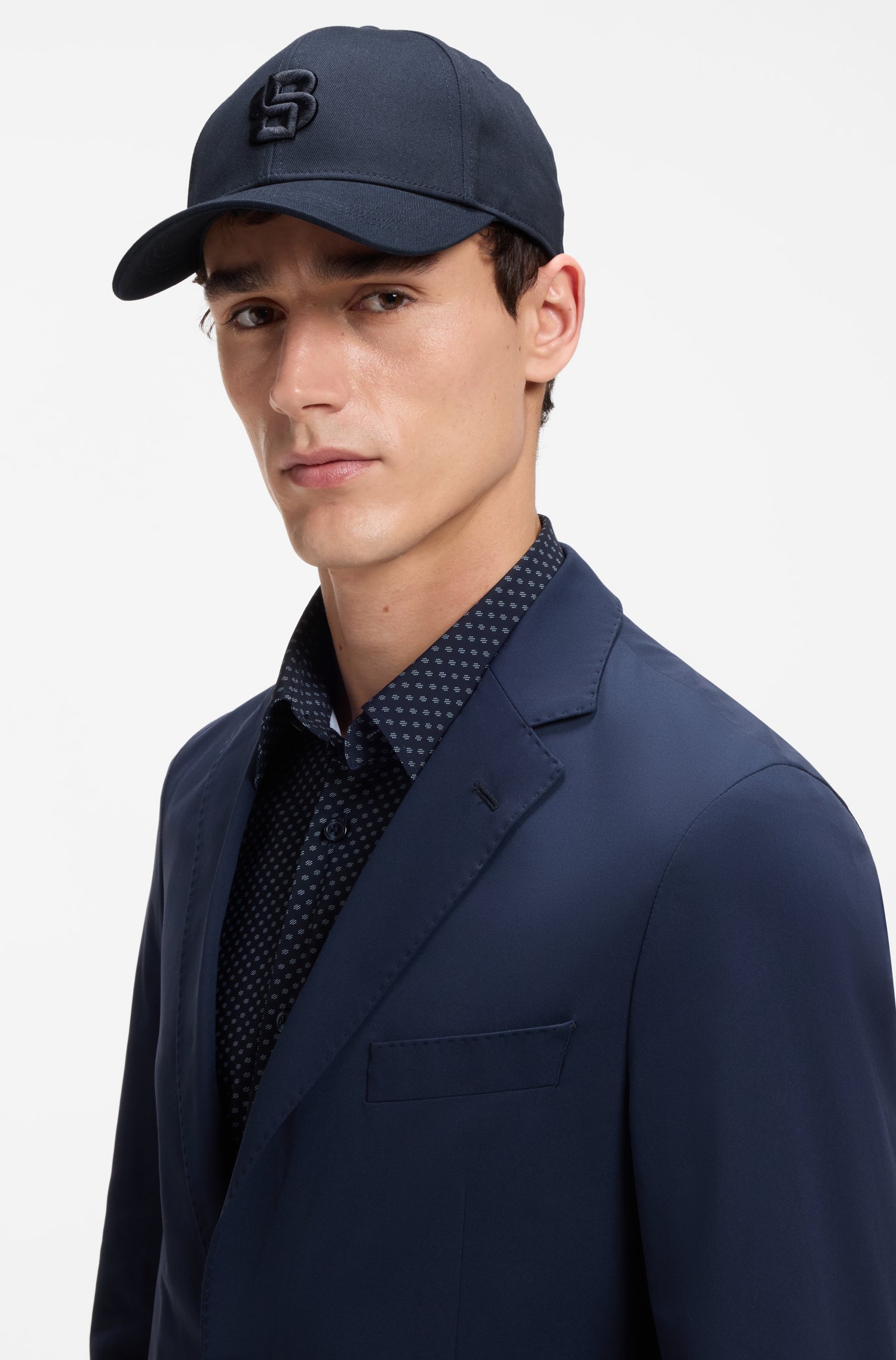 Boss Cotton-twill cap with embroidered Double B monogram kepsar herr – bild 3