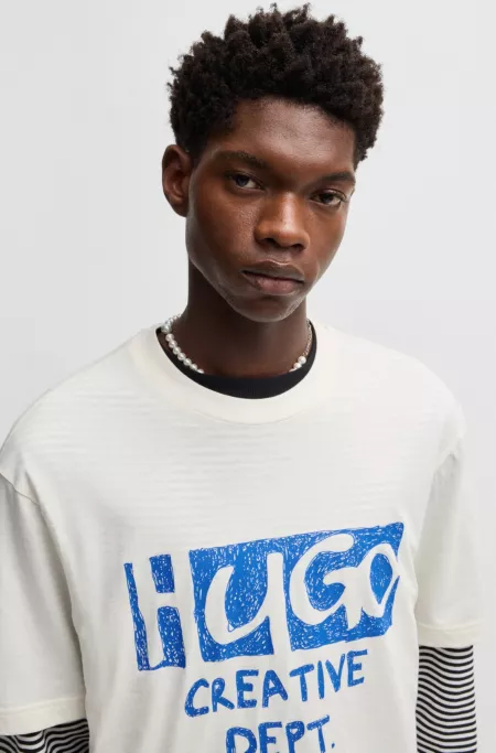 Cotton-jersey T-shirt with logo artwork