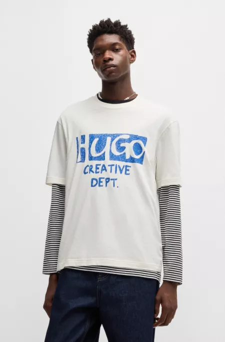 Cotton-jersey T-shirt with logo artwork