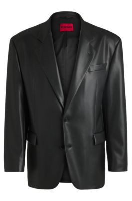 HUGO - Oversized-fit blazer in faux leather - Black