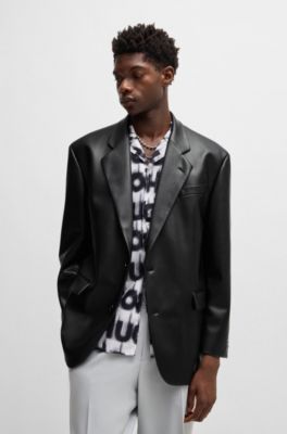 Hugo Boss Blazer oversize fit de piel sintética Rebajas top Ropa