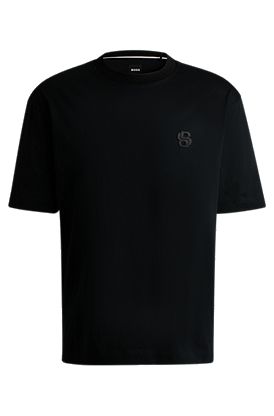 BOSS SELECTED BY SHOHEI OHTANI Mercerised-cotton T-shirt with Double B monogram