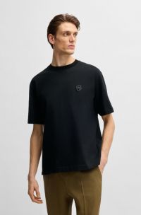 Mercerised-cotton T-shirt with Double B monogram, Black