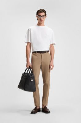 BOSS SELECTED BY SHOHEI OHTANI Mercerised-cotton T-shirt with Double B monogram, White