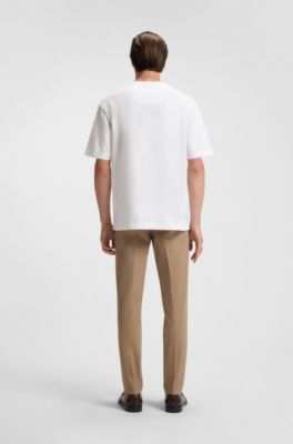 BOSS SELECTED BY SHOHEI OHTANI Mercerised-cotton T-shirt with Double B monogram, White