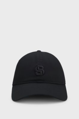 Casquette en coton avec monogramme double&nbsp;B brod&eacute;, Noir