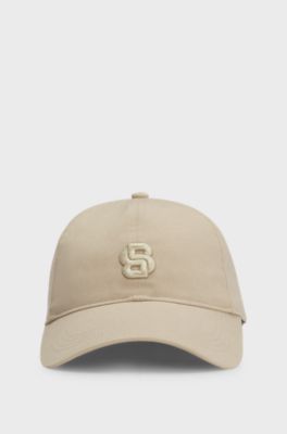 Katoenen pet met gestikt Double B-monogram, Lichtbeige