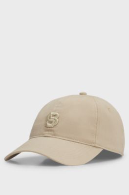 Katoenen pet met gestikt Double B-monogram, Lichtbeige