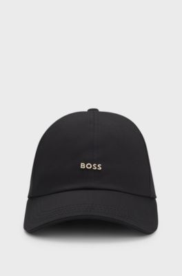 Cotton-twill cap with metal logo, Black