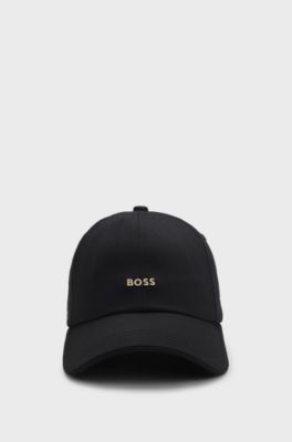 Cap aus Baumwoll-Twill mit Metall-Logo, Schwarz