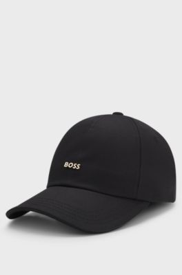 Cotton-twill cap with metal logo, Black